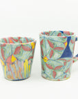 Colored clay handmade cup and mug.